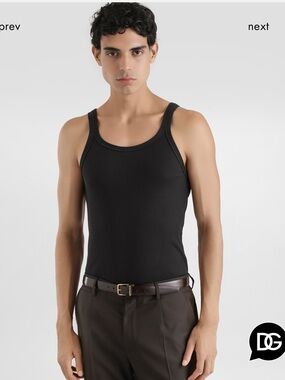 Dolce & Gabbana Black Ribbed Ribbed Cotton Tank Top 52